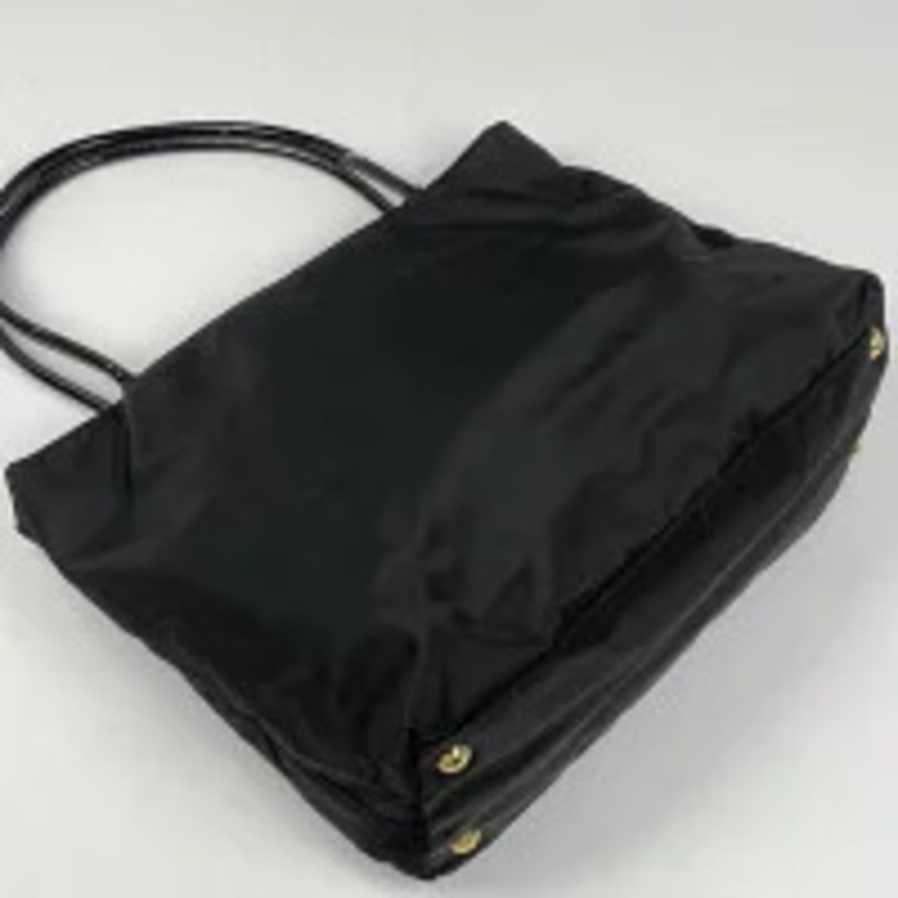 Prada Tote Tessuto Bag Black Enamel Plate Shoulder Nero